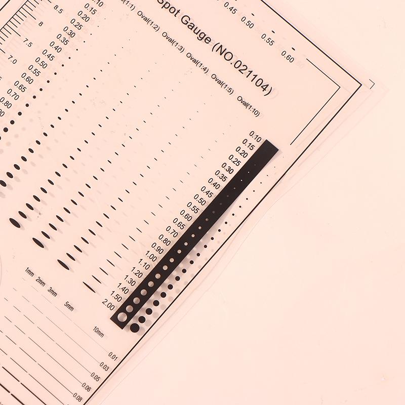 1/2 шт. Сравнительная карта для измерения пятен Линейка Точка Точка Линия Измеритель Поцарапанная область Круг Эллипс Диаметр Ширина Толщина Микрометр