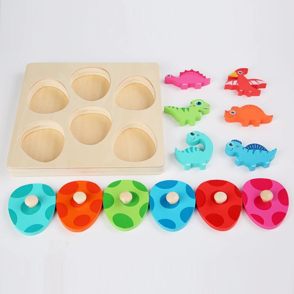 Wooden 3D Stereoscopic Dinosaur Egg Multi-layer Puzzle 0.35 Children's Early Education Educational Cartoon Animal Hand-grabbing Puzzle Board Toy