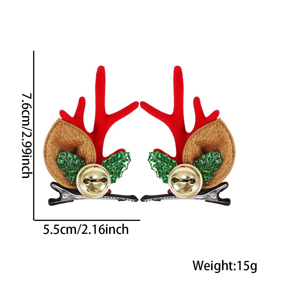 Очаровательные рождественские заколки для волос с плюшевыми красными рожками и бубенчиками для женщин
