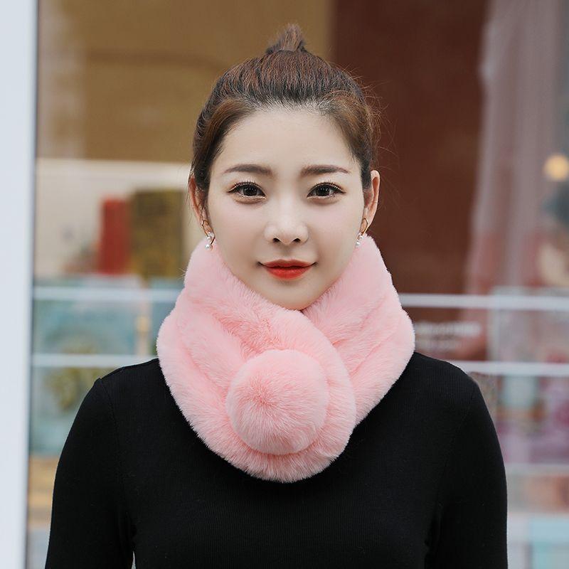 Шарф из кроличьей шерсти женский теплый шерстяной шарф для защиты шеи модный теплый утолщенный корейский зимний