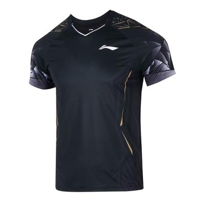 Li Ning Международная Серия Соревнований Спортивная Повседневная Минималистичная Футболка с Коротким Рукавом в Стиле Колорблок Унисекс Топы Черный AAYV021-1