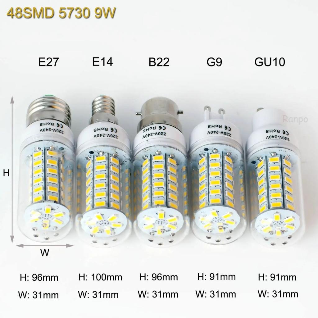 HOMZY 7-15W E27 LED Lamp E14 LED SMD5730 220V Corn Light Bulbs 24 36 56 72 LEDs Lamparas LED Chandelie for Home Decor Ampoule Led Light