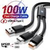 100 Вт Сверхбыстрый Зарядный Кабель USB A на Двойной Type-C Разветвитель Данных Удлинитель Y-Кабели для iPhone 17 Samsung Xiaomi Google Ноутбука