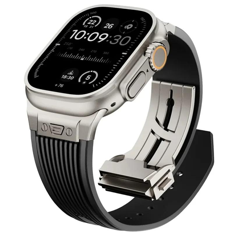 Спортивный ремешок из резины для Apple Watch Ultra 3 2 49 мм Series 11 10 46 мм Мягкий ремешок для Iwatch 9 8 7 6 5 4 SE 3 44 мм 45 мм Браслет
