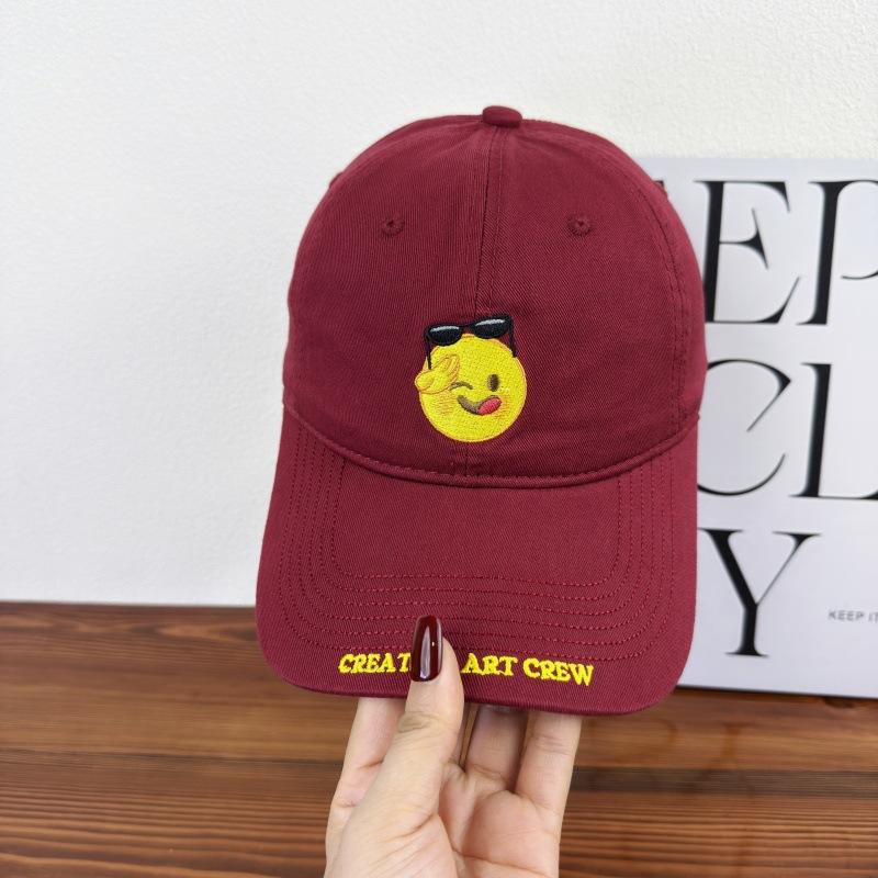 New big head circumference hat female cute smiley face embroidered baseball cap spring and autumn versatile face small sunshade cap man