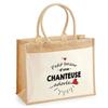 Sac de plage - PLANETEE - Jute avec poche Bazar d'une Chanteuse adorée - Coton imprimé France - 43x33 cm - Bandoulière