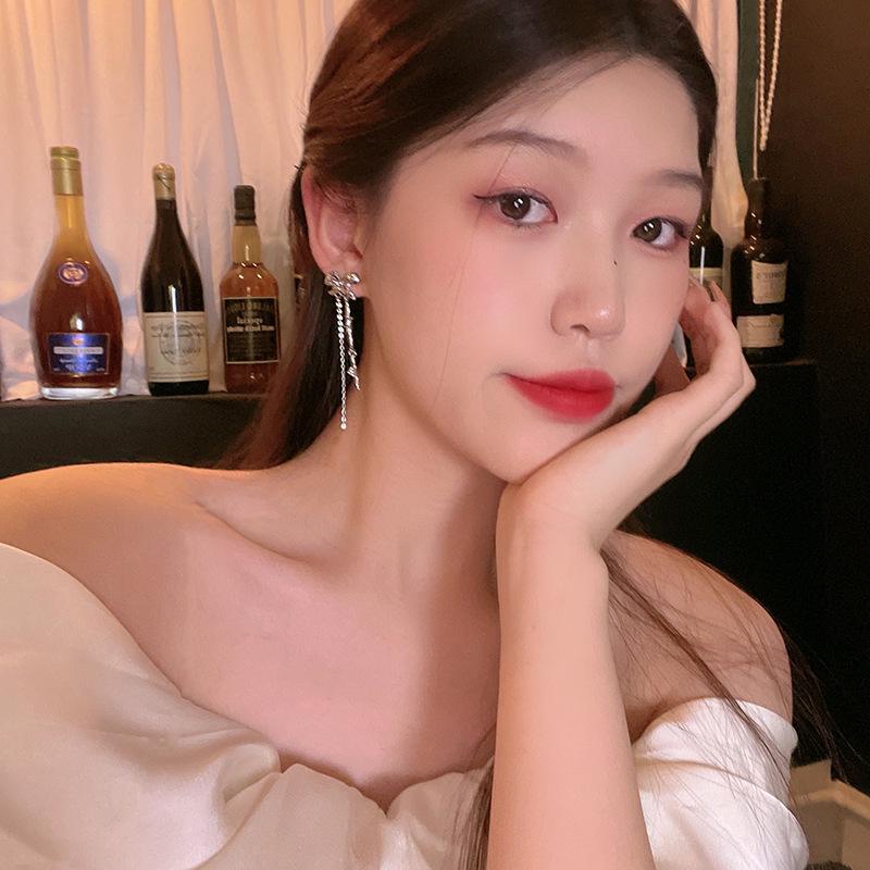 Серьги-бантики с кисточками в корейском стиле класса люкс — элегантный длинный дизайн для женщин