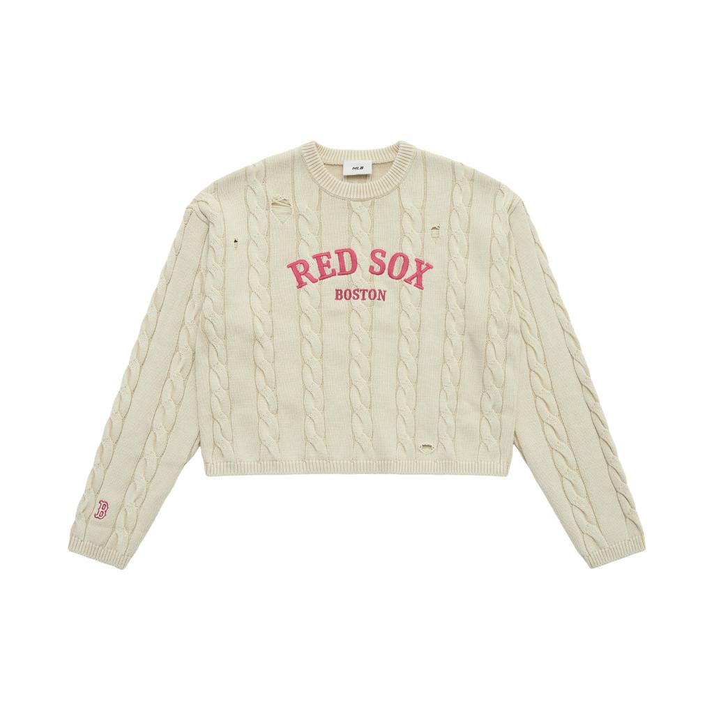 New MLB Preppy Style Collection Boston Red Sox 25FW Sweater Women's Light Sand 3FKPV0354-43SAL