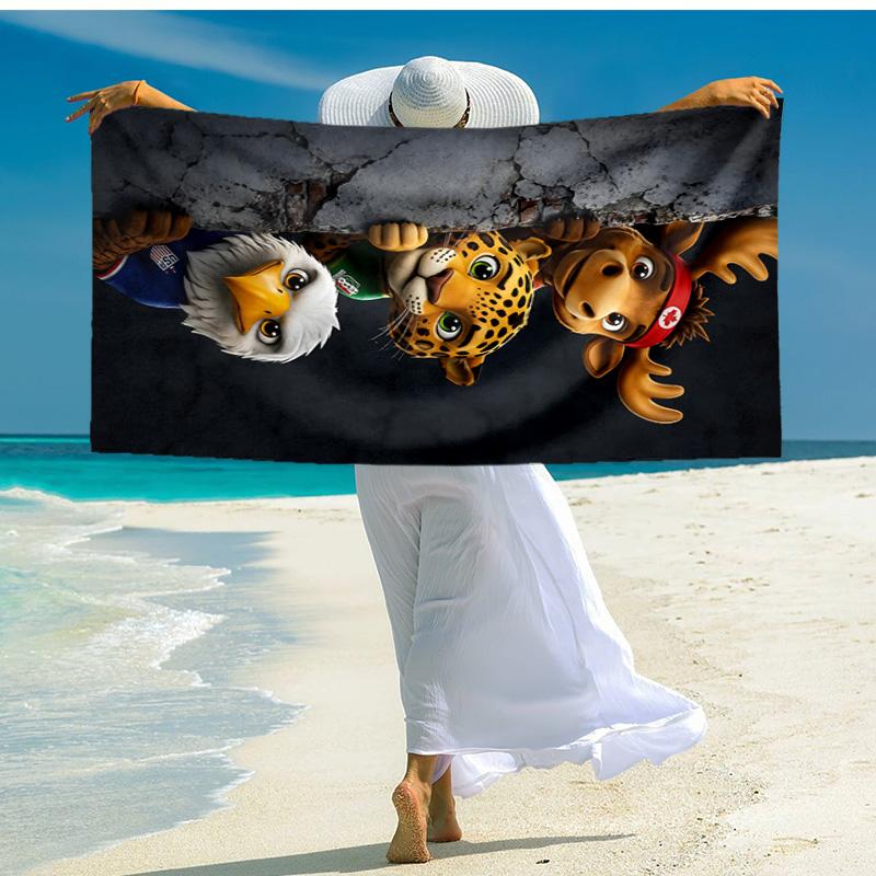 1pc Animal Friends Adventure Cartoon Quick Dry Microfiber Bath Towel for Swimming Surfing Camping Unisex Holiday. SJT7201170