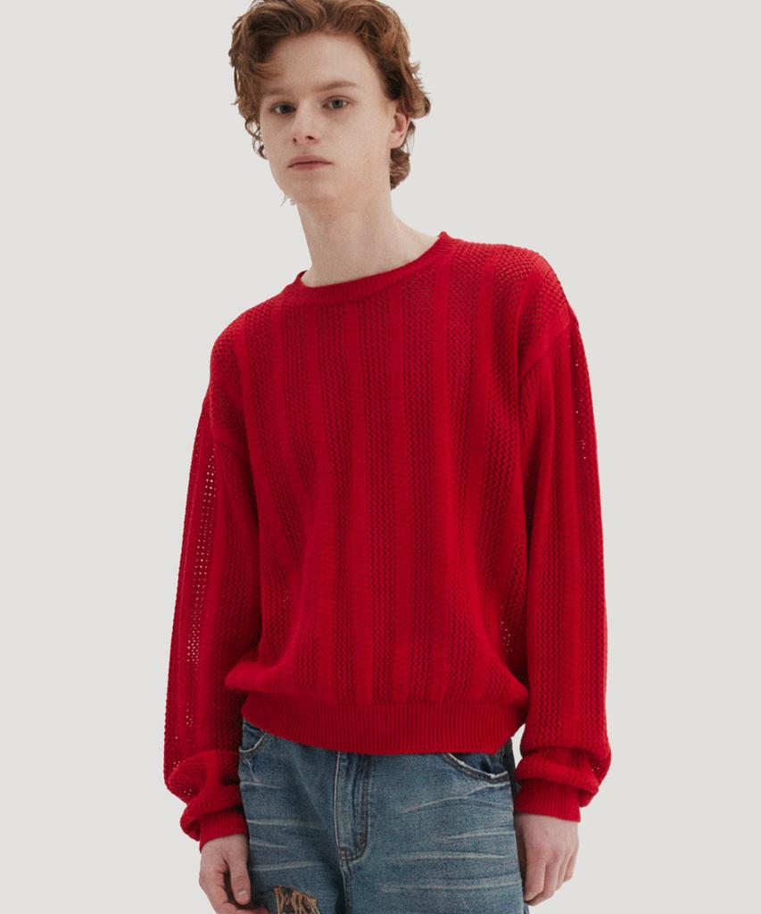 DNSR Meshed Crop Knit Red