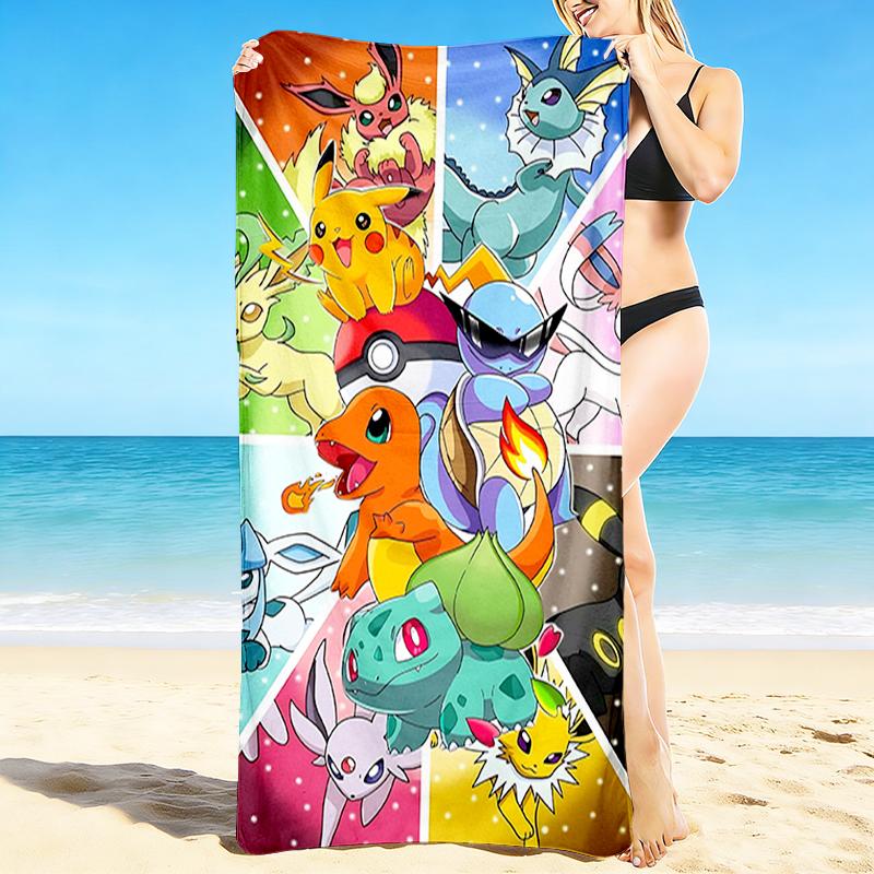 1Pc Pokmon Team Colors Beach Towel, Quick Dry, Multi-Use for Beach Pool Gym Yoga Home Travel, Christmas, Halloween, Xmas Gift M929419