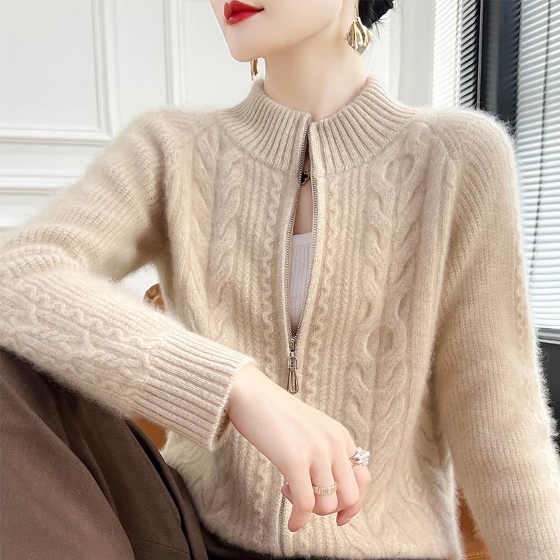 Женский кашемировый кардиган Qinghe Cashmere 30% кашемира 70% шерсти Осенне-зимний кашемировый кардиган Утепленный Мягкий Теплый