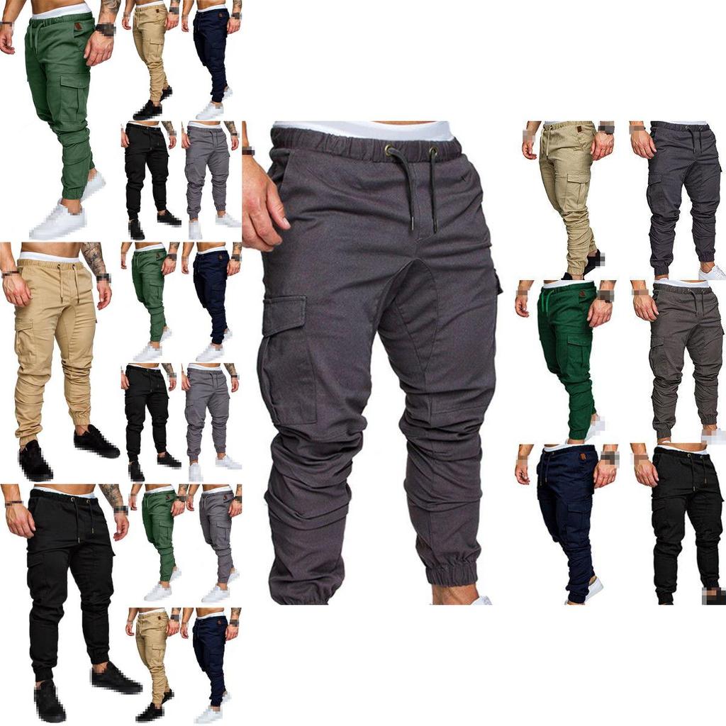 Comfortable Mens Urban Fashion Slim Fit Cargo Jogger Pants In Solid Colors For Casual Occasions