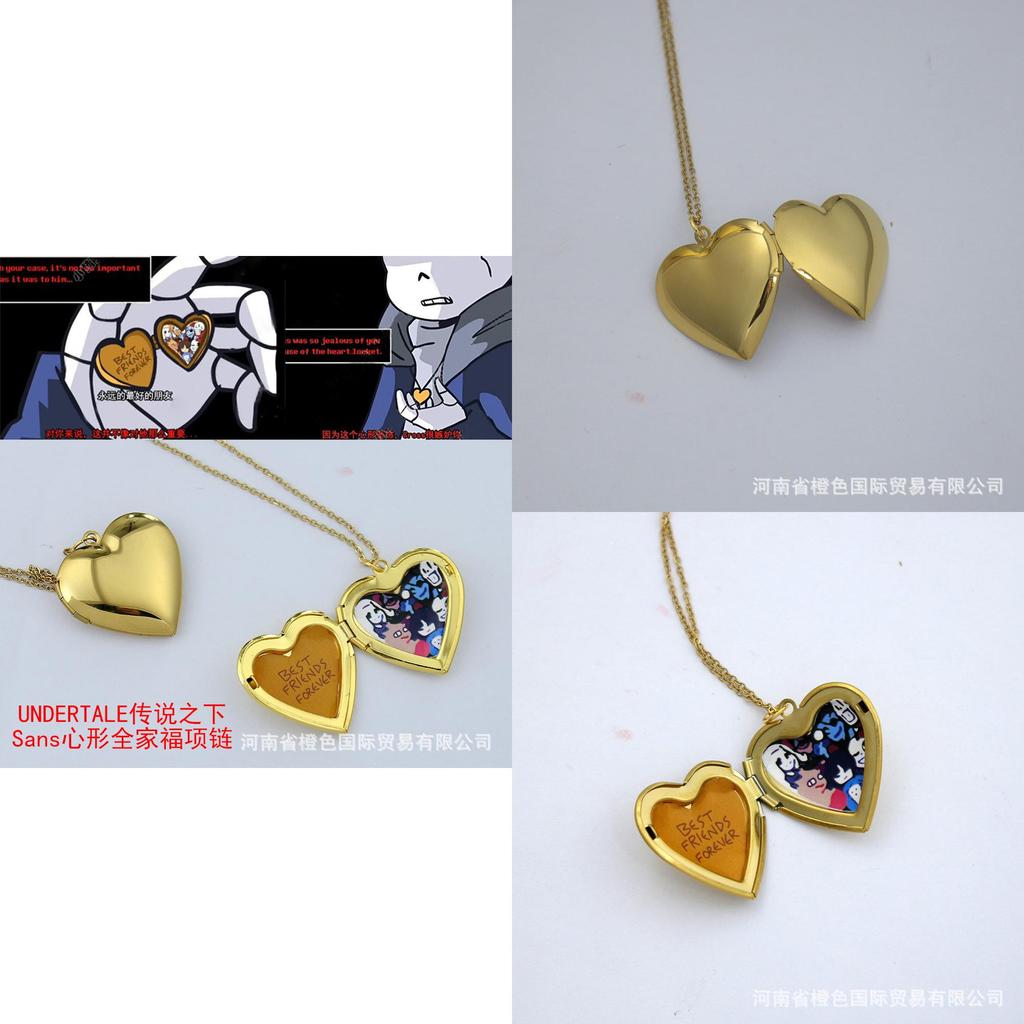 Подвеска-кулон в форме сердца Undertale, мультяшная подвеска с семейной фотографией, ювелирное изделие