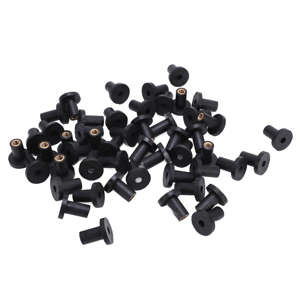 50PCS Black Rubber Rubber Well Nut Fasteners Fairing Mounting Nuts  Motorcycle/Car