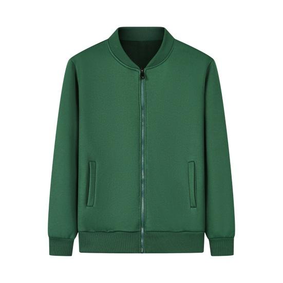 Unisex Coat Stand Collar Zip-up Carrdiagn Long Sleeves Elastic Cuff Hem Pure Color with Pocket Gym