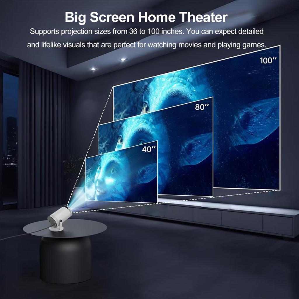 Портативный проектор 720P Домашний кинотеатр 2.4G WiFi Беспроводной дисплей Зеркальное отображение экрана Переворот на 180 градусов