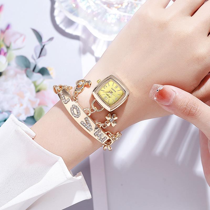 Модные женские часы-браслет с бриллиантовой подвеской для часов для девочек, повседневные универсальные декоративные кварцевые часы для женщин