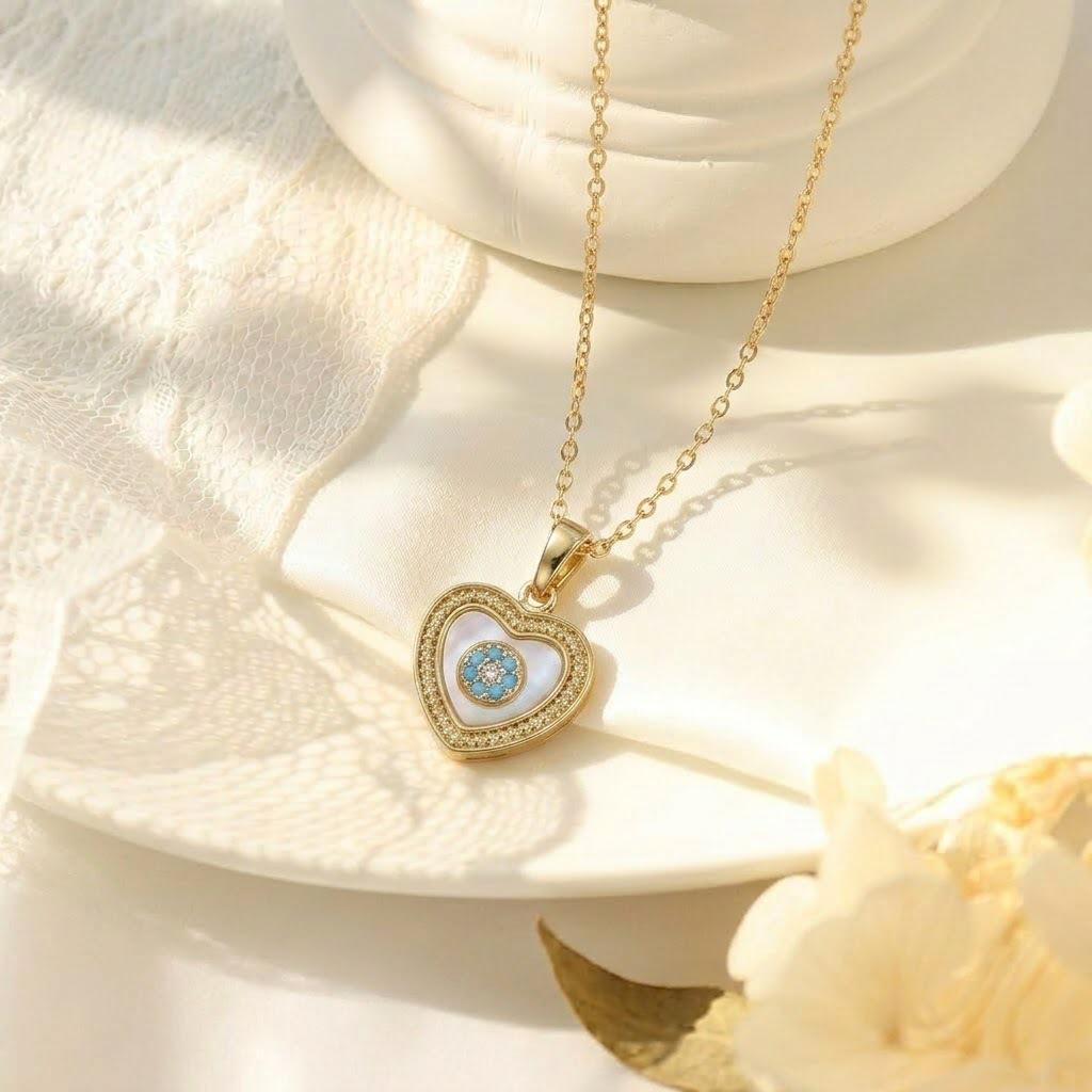 Women's Japanese Korean Style Zircon Heart-shaped Necklace