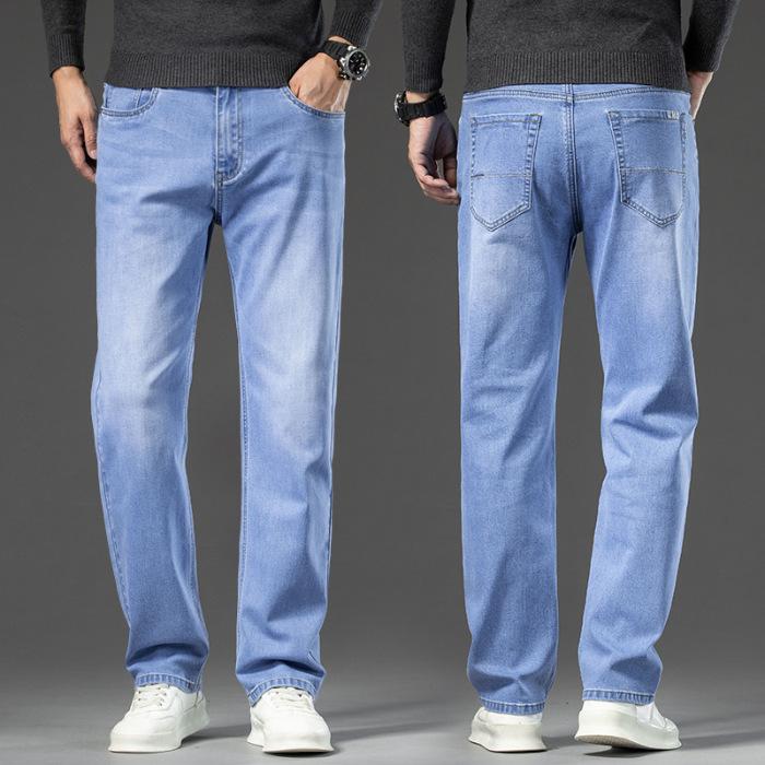 2024 Новые осенне-зимние мужские плюшевые/обычные джинсы свободные прямые большие размеры высококачественные деловые повседневные длинные брюки