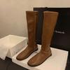 Fashion Comemore Long Boots Women's Shoes 2025 New Autumn and Winter Solid Color Botas Flat Bottom Round Head Knee High Boots for Women