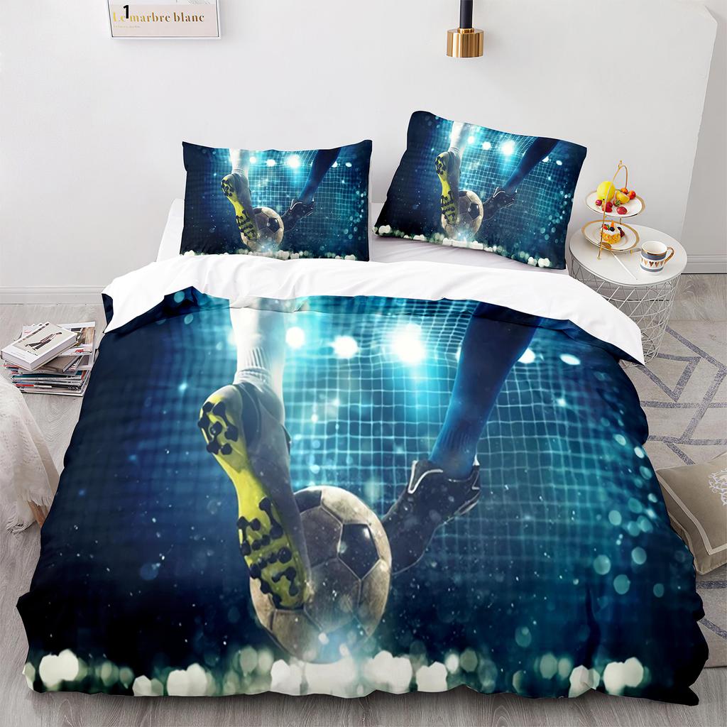 Football King Queen Duvet Cover 3D Soccer Bedding Set For Kids Teens Adult Ball Game Quilt Cover Sport Fans Soft Comforter Cover