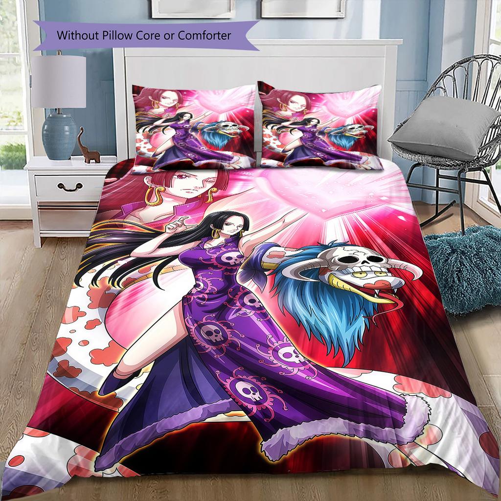 Boa Hancock Pattern Bedding Quilt Set Quilt Cover Pillowcase Home Birthday Gift(1 * duvet cover + 2 * pillowcase, without core)