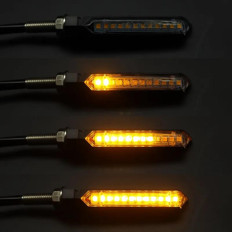 8mm Motorcycle LED Turn Signal Light Amber Blinker Indicators Lights Flowing Water Moto Rear Tail Signal Lamp 12led DRL Lamps