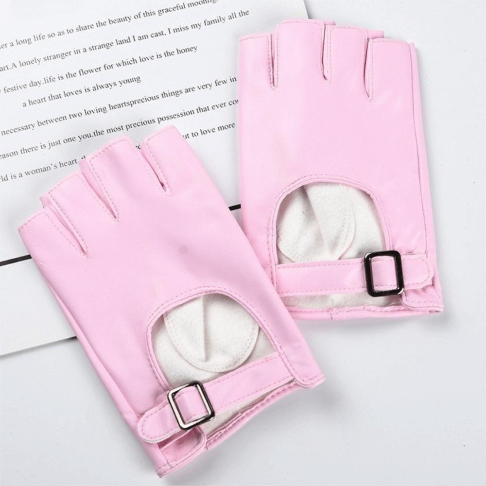 Punk PU Leather Gloves Short Fingerless Mittens Hip Hop Half Finger Gloves  Hip-Hop