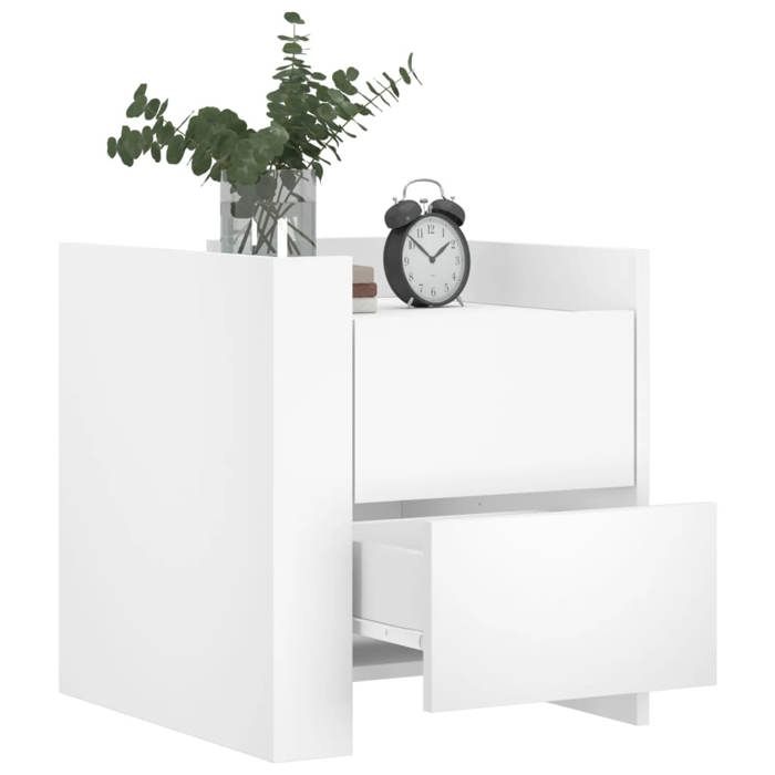 VidaXL Прикроватная тумбочка белая 45x50x50 см инженерное дерево, прикроватная тумбочка, приставной столик, шкафчик для кровати, шкаф 848283