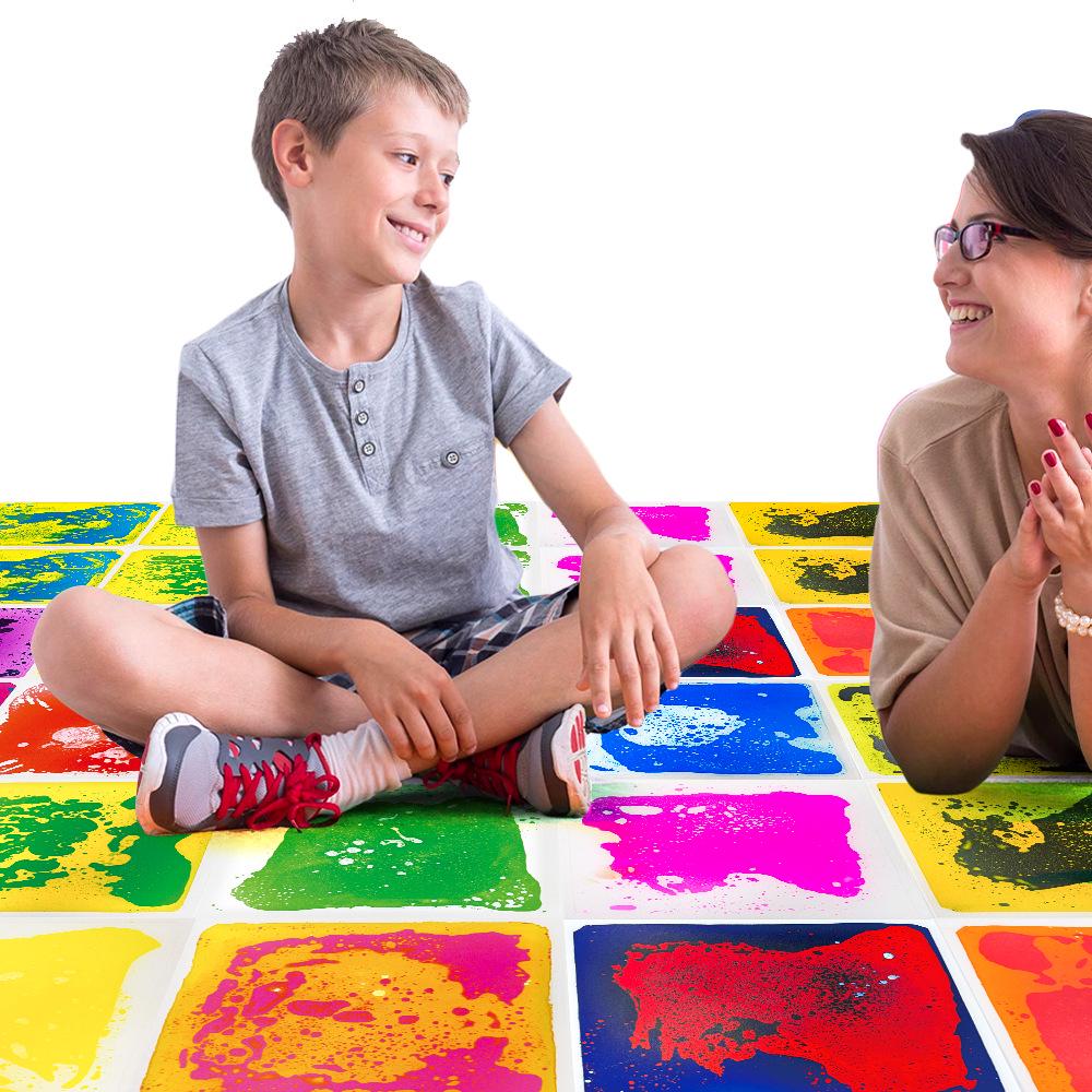 Жидкая сенсорная плитка для пола 30x50 см - Перетекающий ПВХ пазл-кирпич