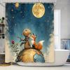 Enchanting Little Prince and Fox Shower Curtain - Space Fantasy Design for Kids and Adults - Durable Waterproof Fabric