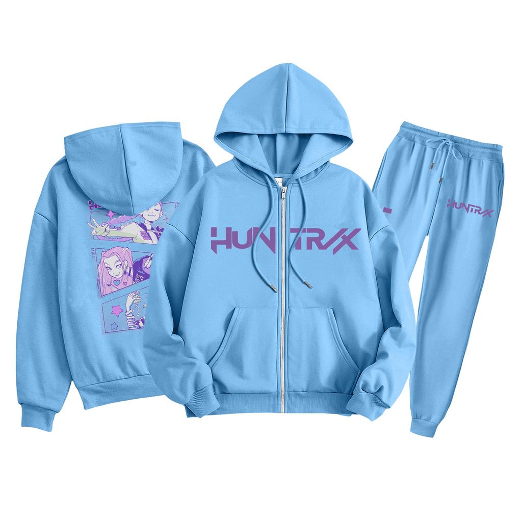 Детская мода Толстовка с длинным рукавом, на молнии, с капюшоном, спортивные штаны с принтом, комплект толстовки с карманами