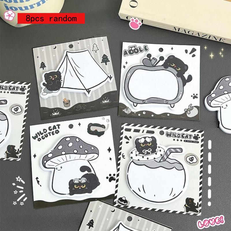 Канцелярские товары Kawaii Черный котенок Стикеры-заметки Милый блокнот особой формы Мультяшный Наклейка N раз Студент Офис Сообщение