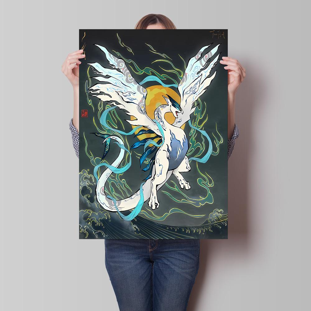 Lugia Ho-Oh Pokemon Unframed Canvas Painting Comic Themed Anime Wall Decor  Unique Collection Enhance Your Living Space