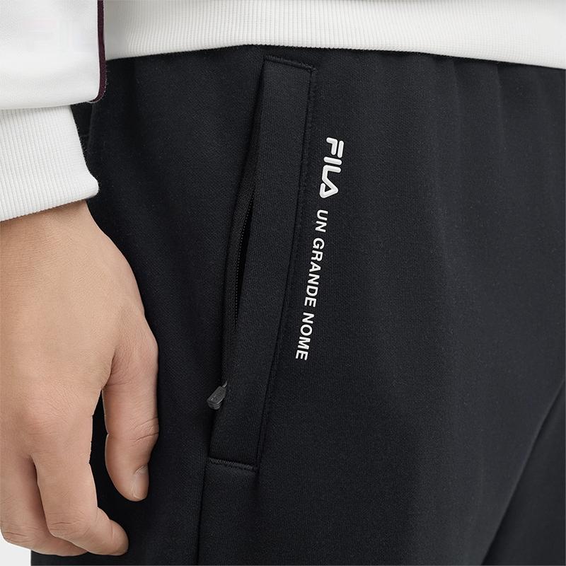 Fila Logo Print Hooded Sweatshirt And Comfortable Soft Cuffed Joggers Sports Set Men Sweatshirt and Joggers Black F51M449202F-BK+F51M449601F-BK