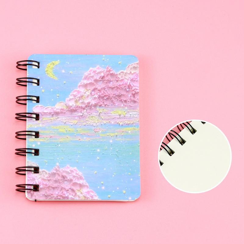 A7 Oil Painting Coil This Star Confused Notebook Elementary School Mini Pocket Notepad Blank Inner Page Memo Book