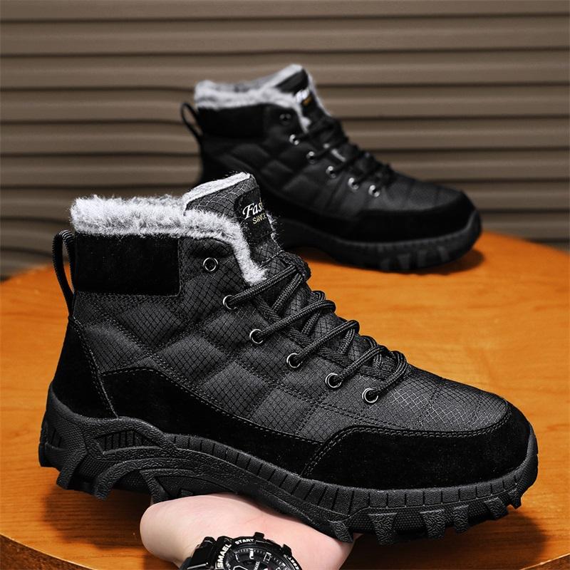 Men's Snow Boots New Winter Style Plus Velvet To Keep Warm and Trendy High-top Outdoor Hiking Thick Cotton Shoes Platform Boots