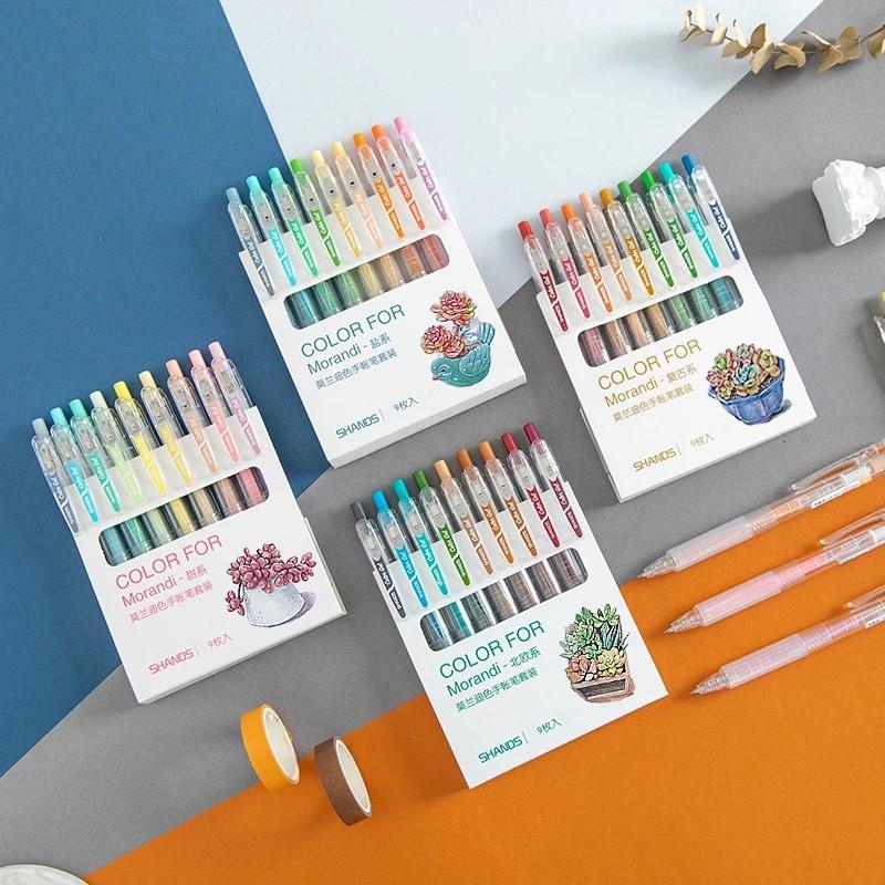 9 шт. набор гелевых ручек Esthete, винтажные принадлежности для письма Morandi, цветные чернила, нейтральные ручки, милые канцелярские принадлежности, прекрасный подарок