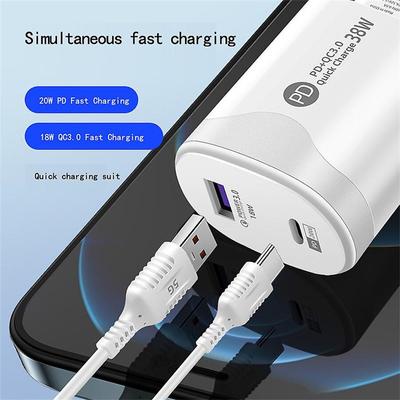 Tatal 38W Wall Charger Quick Charge PD20W Power3.0 Адаптер для быстрой зарядки с кабелем USB Type C для Xiaomi iPhone Samsung