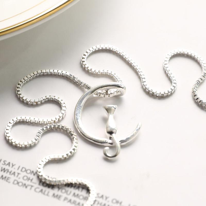 Pure 925 Sterling Silver Cat Charm Pendant Necklaces For Women New Fashion Jewely Small Chokers Necklaces Fine Jewelry