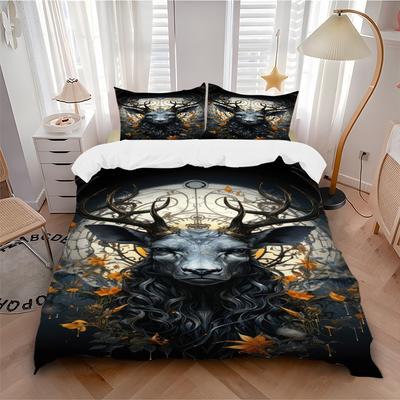 3pcs Mythical Deer Art Duvet Cover Set -Includes 1 Duvet Cover and 2 Pillowcases, No Quilt Core, All-Season Home Decor Yy251111186