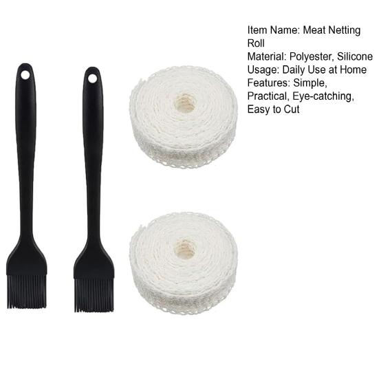 2 рулона 2 м сетка для мяса рулон с силиконовыми щетками сетка для мяса птицы ветчины сетка рулон шпагата для мяса рулон сетки для говядины для изготовления колбасы