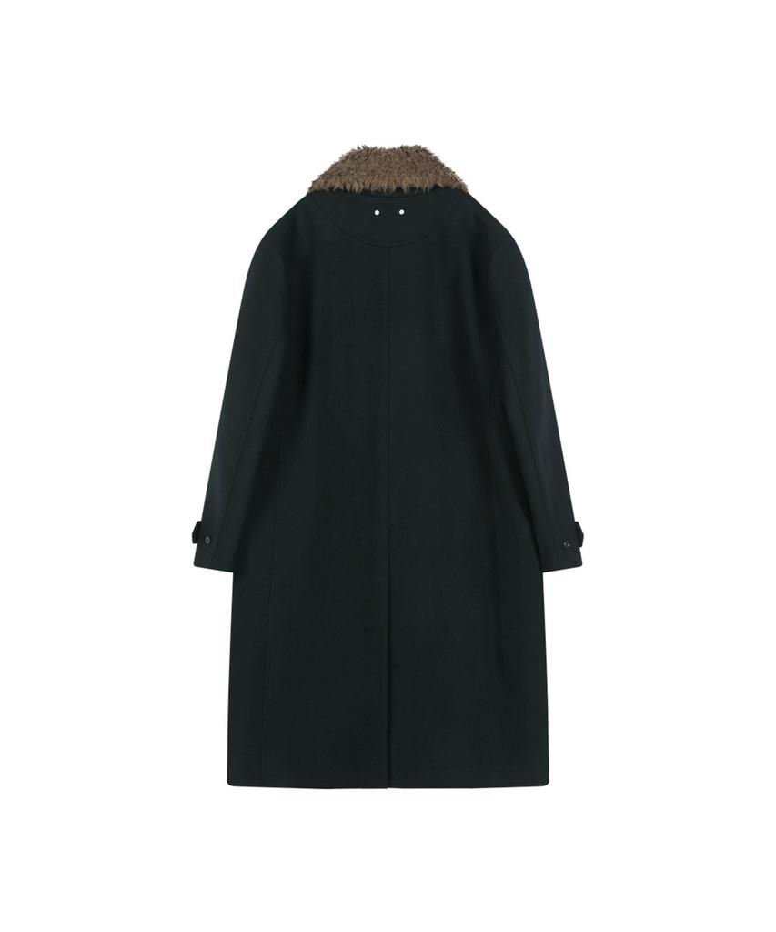 ADSB ANDERSSON BELL Detachable Fur Collar Chesterfield Coat (Black)