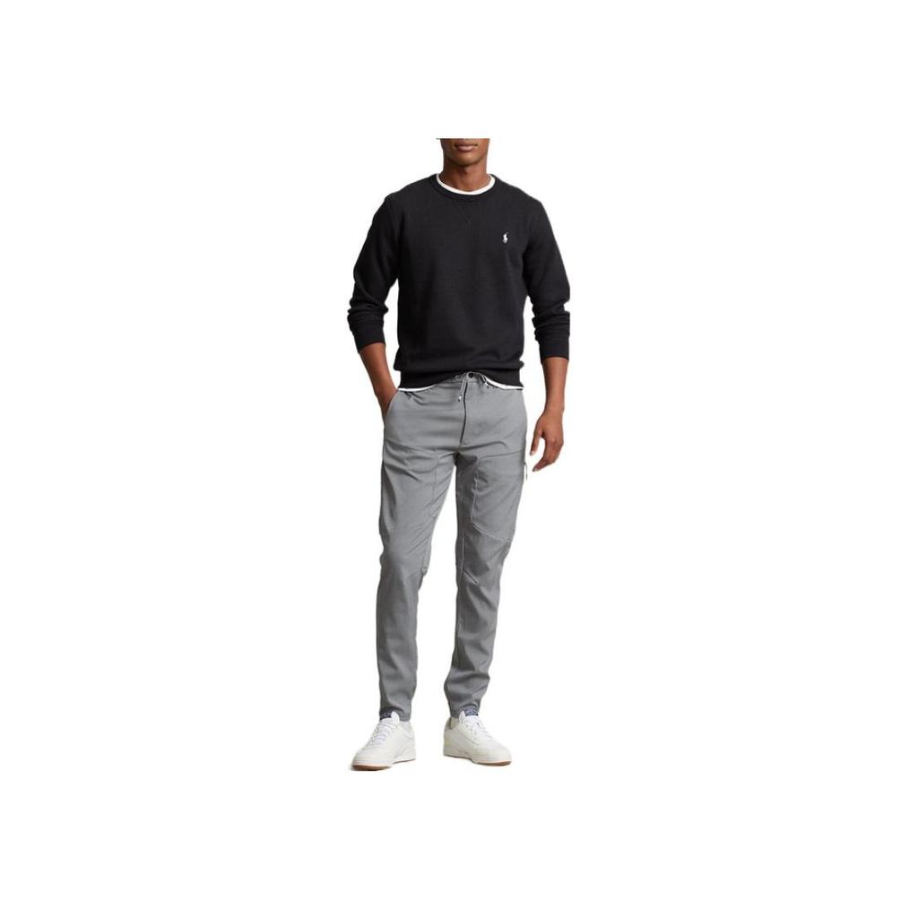 Polo Ralph Lauren FW22 Свитшот вязаный с длинным рукавом и круглым вырезом, с вышивкой логотипа, мужской свитер, черный MNPOKNI16822539-001