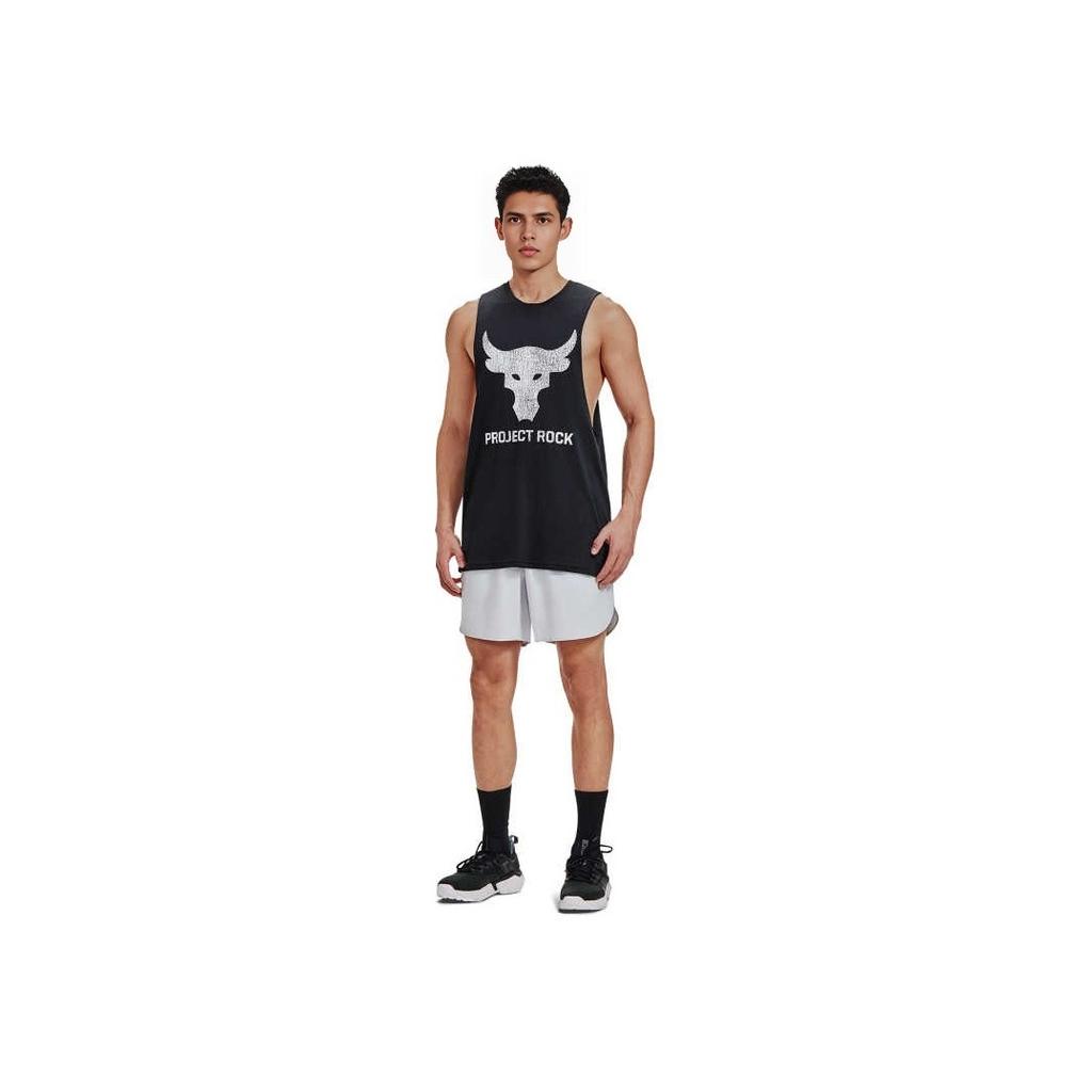 Under Armour Project UA Project Rock Letter Logo Print Training Sleeveless T-Shirt Men Tops Black 1373787-004