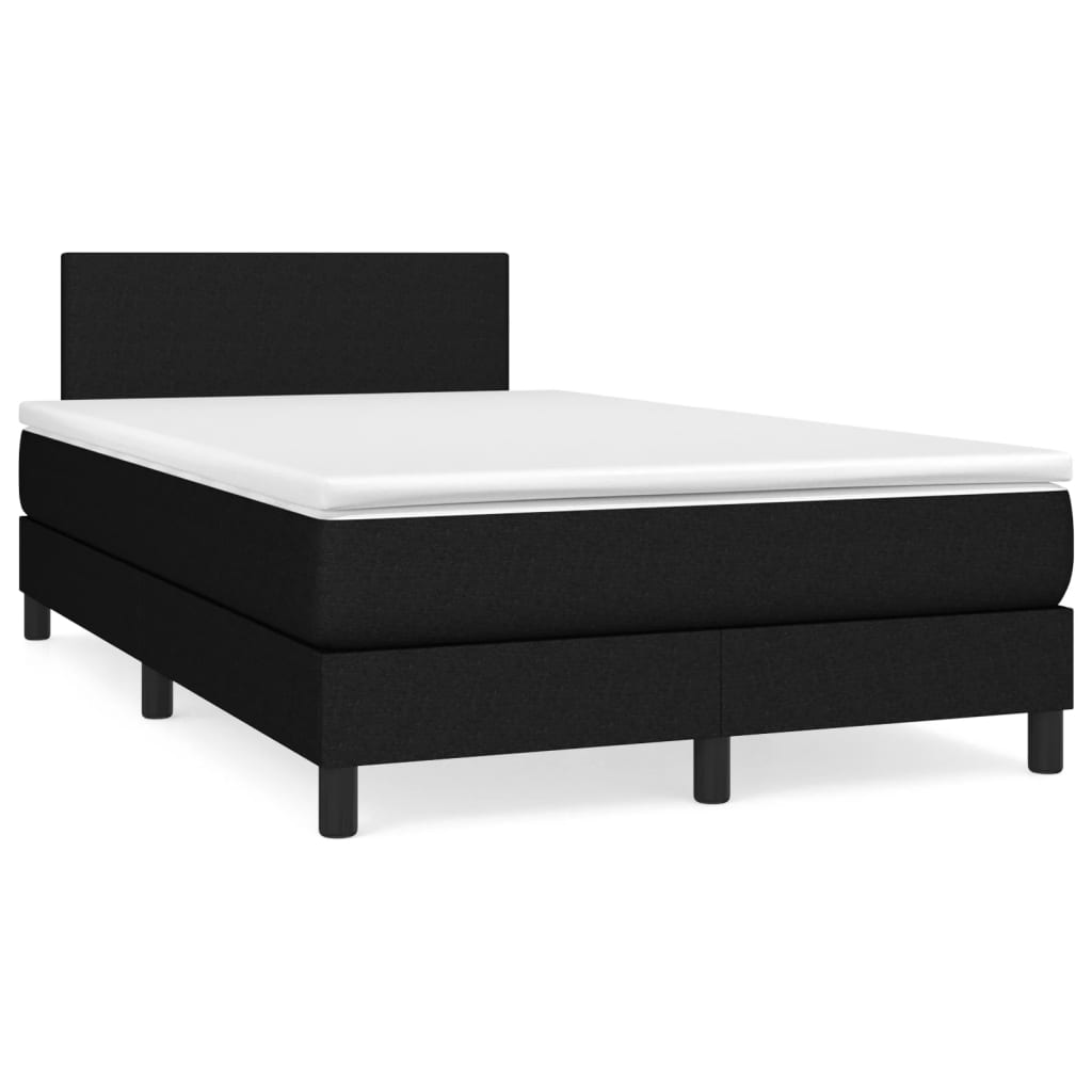 Box Spring Bed with Mattress Black 120 x 190 cm Fabric