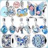 Подходит для оригинальных медных шармов бусин бабочка океан летние синие шармы для женщин тонкие DIY ювелирные изделия подарки на день рождения