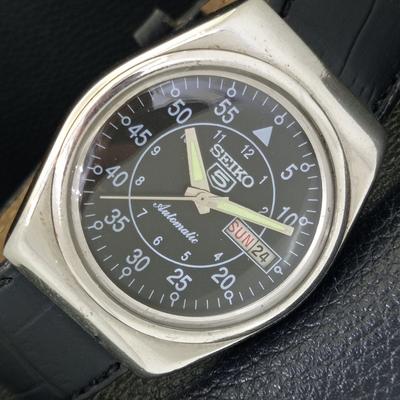 ЯПОНИЯ ВИНТАЖ SEIKO 5 АВТОМАТИЧЕСКИЕ 6309A МУЖСКИЕ ЧАСЫ С ЧЕРНЫМ ЦИФЕРБЛАТОМ a701225-5