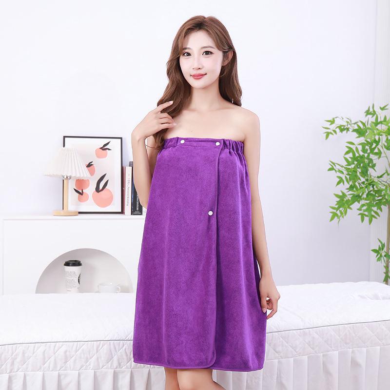 300g Absorbent Bath Skirt Towel - Wearable Bathrobe In Gray, White, Green, Purple